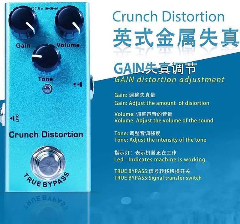 IOppWin Crunch Distortion Guitar Pedal - High-Gain Tone, True Bypass, Noise Reduction, Aluminum Body, DC 9V for Electric Guitar - Image 2